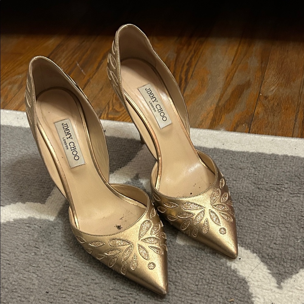 Jimmy Choo Metallic Gold Heels